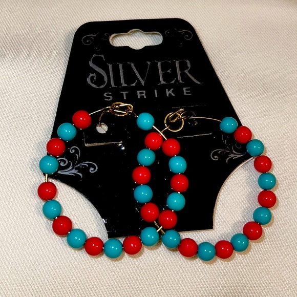 Red/White/Blue Hypo-Allergenic Hoop Earrings - Picture 1 of 1